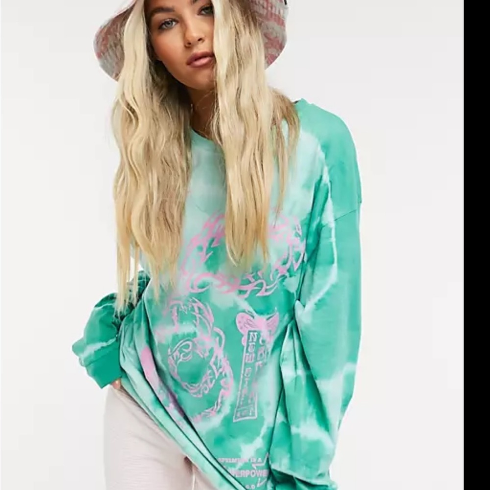 Tie dye long sleeve oversized New Girl Order shirt